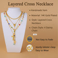 Layered Gold Cross Necklaces for Women Trendy, Bohemian Bead Pearl Y Long Pendan