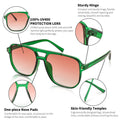 Square Aviator Sunglasses Women Men 70s Vintage Trendy Plastic Frame Sun G