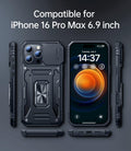 Phone Case Compatible for iPhone 16 Pro Max with Camera Cover Military Gra