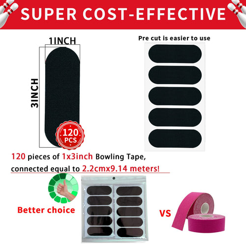 120PCS Bowling Thumb Tape Bowling Finger Tape, Black Bowling Tape Thumb for Bowl