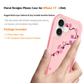 iPhone 17 Case with Screen Protector: Cute Flowers Floral Design for Girls W