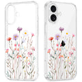 Clear Case for iPhone 16 for Women Girls,Cute Flowers Design Phone Cover,