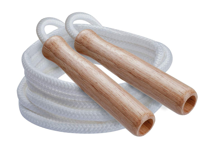 Sports SR Series Classic Nylon Jump Rope with Wood Handles, 8-Feet, White (Singl