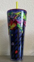 Starbucks Floral & Leaves Purple Plastic Tropical Cold Cup 24Oz