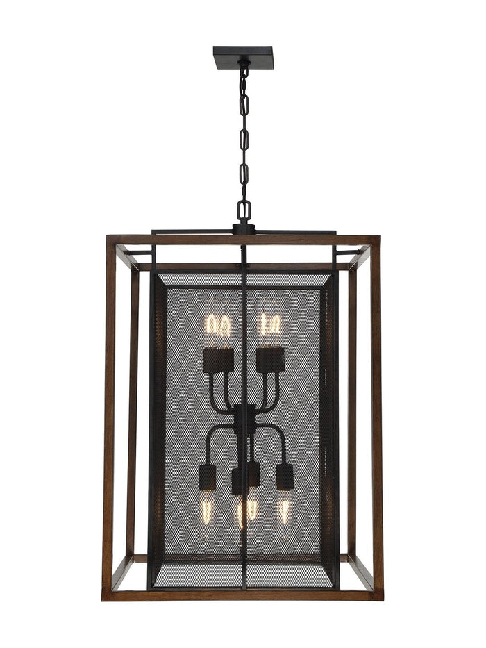 Varaluz Rio Lobo 8 Light Pendant, Dark Oak/Black - 285P08DOBL