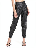 Good American Faux Leather Cargo Jogger Pants, Size 15
