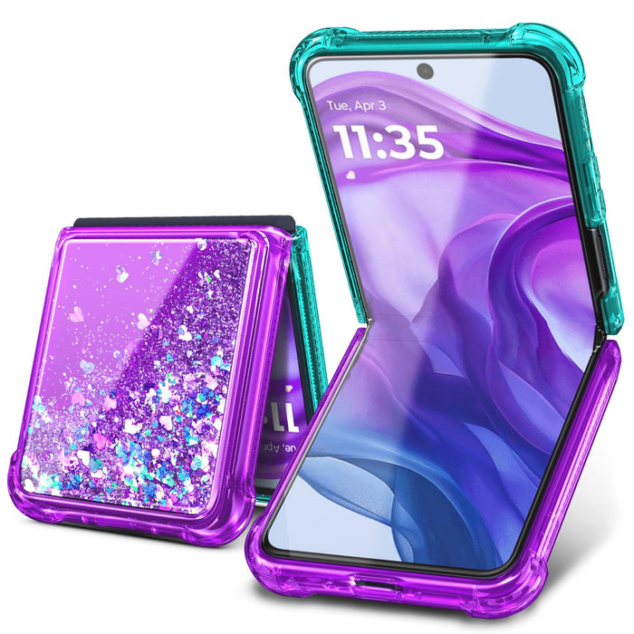 Designed for Motorola Razr-2023 Case, Aqua/Purple | Not Fit Razr+ Plus 2023 | Gl