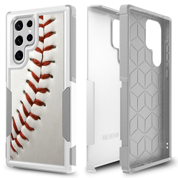 Case for Samsung Galaxy S22 Ultra, Baseball Sports Pattern Shock-Absorption Hard