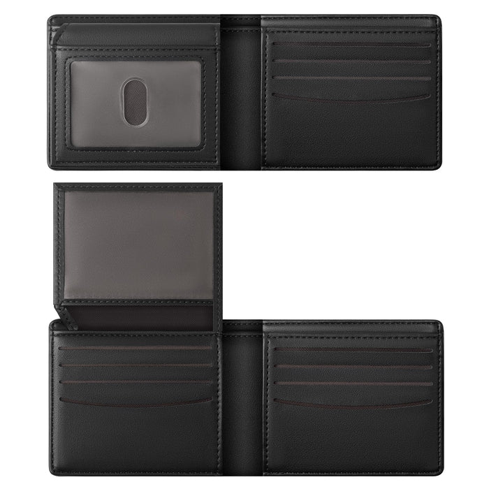 Wallet For Men RFID Blocking Black Wallets Bifold Faux Leather Card Holder Front