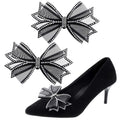 Clips for Women Dress Shoes 2 Pieces Mesh Bow Rhinestone High Heel Shoe Clips Re