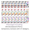 300 Skateboard Party Temporary Tattoos Stickers Sport Birthday Baby Shower Party