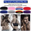 Sports Headband for Men and Women Terry Cloth Moisture Wicking Sports Sweatband