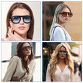 Pack Retro Square Aviator Sunglasses for Women Men 70s Fashion Sun Glasses wit