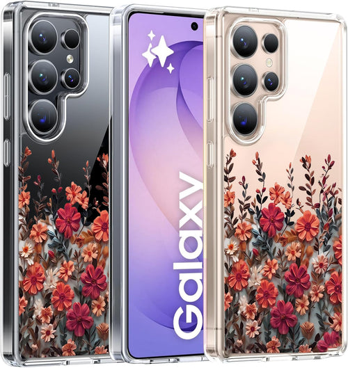Samsung Galaxy S26 Ultra Case Clear Floral | Cute Flower Design Women Slim Soft TPU Cover with Camera Protection Anti Yellowing