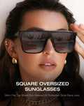 Square Oversized Sunglasses for Women Men Retro Flat Top Shield Sun Glass