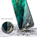 Compatible with Samsung Galaxy A50 Phone Case, Marble Green | with Tempered Glas