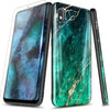 Samsung Galaxy A50 Phone Case - Marble Green with Tempered Glass Screen Protector