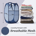 Pop-Up Laundry Basket — Mesh Hamper with Handles & Side Pocket for Dorm, Bathroo