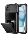 with iPhone 15 Case with Card Holder, 4-Card Dual Layer Heavy Duty Sh