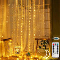 Fairy Curtain String Lights 10X10Ft With Remote Window Lights For Bedroom Weddin