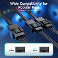 2-Pack 3 Way 4 Pin Pwm Fan Splitter Cable - 12 Inches / 30Cm, 1X Pwm-Controlled