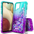 Compatible with Samsung Galaxy A42-5G Phone Case, Aqua/Purple | Sparkly Glitter