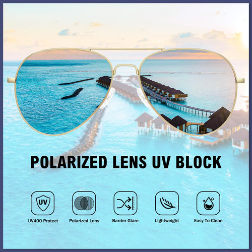 Polarized Aviator Sunglasses — UV Protection for Women & Men