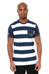 NFL Seattle Seahawks Mens Short Sleeve Stripe T-Shirt with Pocket, Medium