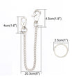 Chain 2 Pack 8" — Heavy Duty Pocket Keychain Lobster Clasp & Key Rings for Jeans