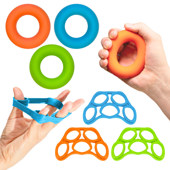 Hand Grip Strengthener, Finger Exerciser, Grip Strength Trainer 6 Pieces Kit for