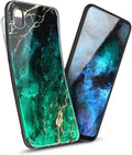 Compatible with Samsung Galaxy A50 Phone Case, Marble Green | with Tempered Glas