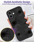 iPhone 16 Case 6.1 Inch - Women Girls Sunflower Cute Black Frosted Slim Fit