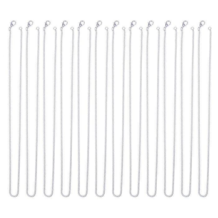 12 Pack Iron DIY Chain Necklaces Lobster Clasp Link Chain Necklaces Silver Plate
