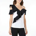 INC Women's Ruffle-Trim Cold-Shoulder Top, Size XL