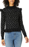Parker Marlee Turtleneck Long-Sleeve Polka-Dot Sweater, Size Small