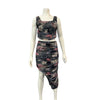 Lulus Always Blooming Black Floral Print Ruched Two-Piece Midi Dress, Large