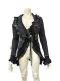 Forla Paris Mohair Wool Blend Ruffled Knit Cardigan Womens Medium