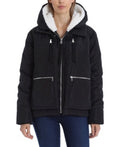 Bagatelle Zippered Pocketed Utility Faux Fur Water Resistant Jacket, Size Medium