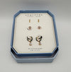Unwritten 14K Gold Flash Plated 3-Pieces Cubic Zirconia Earrings