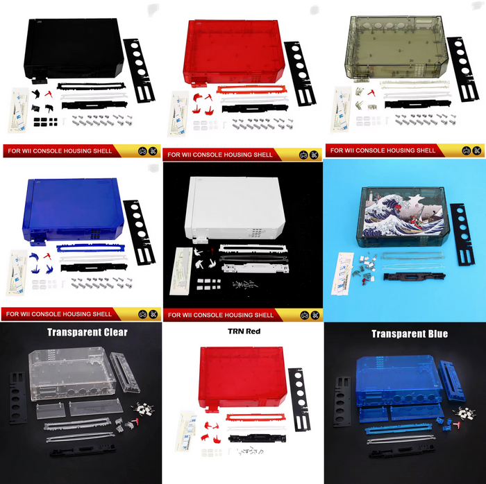 Nintendo Wii Replacement Shell Housing Case Blue Transparent Red