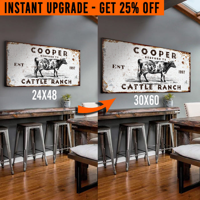 Upgrade Your 48x24 Inches 'Cattle Ranch Rustic' (Style 1) Canvas To 60x30 Inches