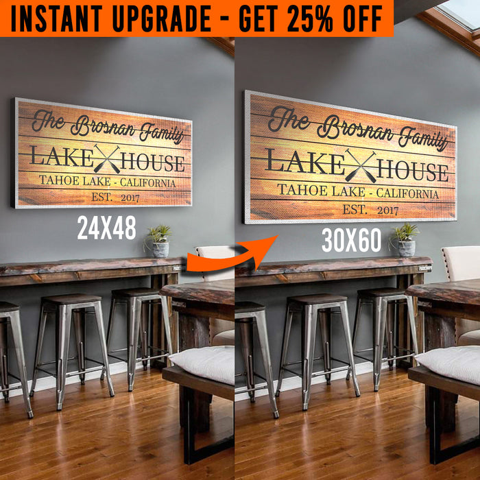 Upgrade Your 48x24 Inches 'Family Lake House' (Style 3) Canvas To 60x30 Inches