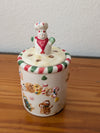 Christmas Cookie Jar from Unknown -  Kitchenware (Ceramic Canister / Cookie Jar, Whimsical, Kitchen Kitsch, Cream, Red, Green)