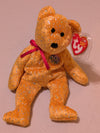 10th Anniversary Topaz the Bear - Ty Beanie Baby (Gold, 2003, Plush Toy, Stuffed Animal, MWMT, Vintage, Retired)