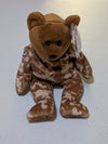 Hero (UK) the Bear - Ty Beanie Baby (Desert Camouflage, 2003, Plush Toy, MWMT, Stuffed Animal, Vintage, Retired, Plushie)