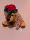 Jangle the Dog - Ty Jingle Beanie (Gold, Brown, Red, Green, 2001, Plush Toy, MWMT, Stuffed Animal, Vintage, Retired, Plushie)