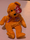 Queenie the Bear - Ty Beanie Baby (Orange, Purple, 2002, Plush Toy, MWMT, Stuffed Animal, Vintage, Retired, Plushie)