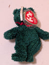 Teddy the Bear - Ty Jingle Beanie (Green, Red, 2000, Plush, Toy, Stuffed Animal, MWMT, Vintage, Retired)