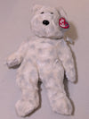 The BEGINNING BEAR Ty Beanie Buddy 14” Sparkles White w/Silver Stars (MWMT, Vintage, Retired, with Tag, VTG, Stuffed Animal, Plush, Toy)