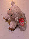 Springy the Lamb - Ty Basket Beanie (White, Brown, 2001, Plush Toy, Stuffed Animal, MWMT, Vintage, Retired)
